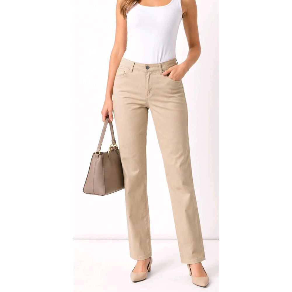 Armani Collezioni Tan Khaki Pants Womens 27 Straight Chino Casual Vtg 28" Inseam